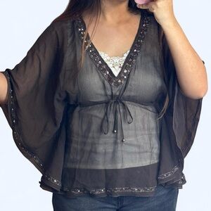 Silk top with Embellished Trim